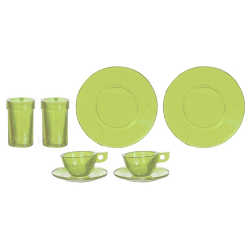 Dolls House Green Dinner Set 2 Chrysnbon Miniature Dining Accessory