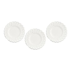 Dolls House Lace Edged Plates White Miniature Chrysnbon Dining Room Accessory