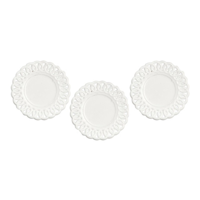 Dolls House Lace Edged Plates White Miniature Chrysnbon Dining Room Accessory