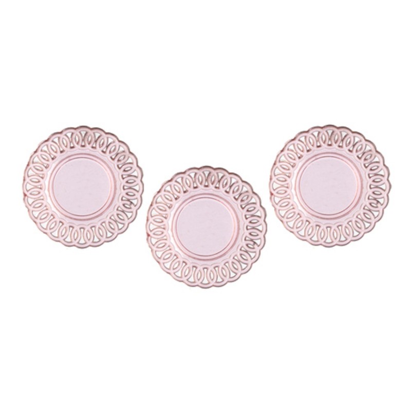 Dolls House Lace Edged Plates Pink Miniature Chrysnbon Dining Room Accessory
