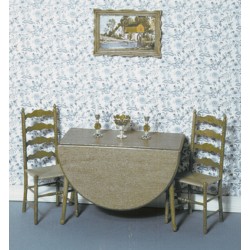 Chrysnbon Dolls House Drop Leaf Table & Chairs Dining Furniture Model Kit F-150