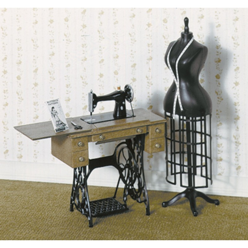 Chrysnbon Dolls House Sewing Machine & Mannequin Furniture Kit Model Kit F-200