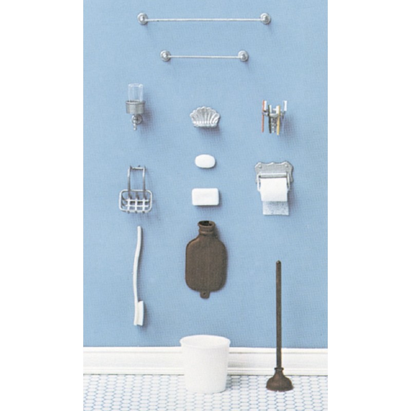 Dolls House Chrysnbon 18 pce Bathroom Accessories Set 1:12 Model Kit