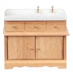 Dolls House White Wood Sink Unit with Towel Rail Miniature Kitchen Furniture 