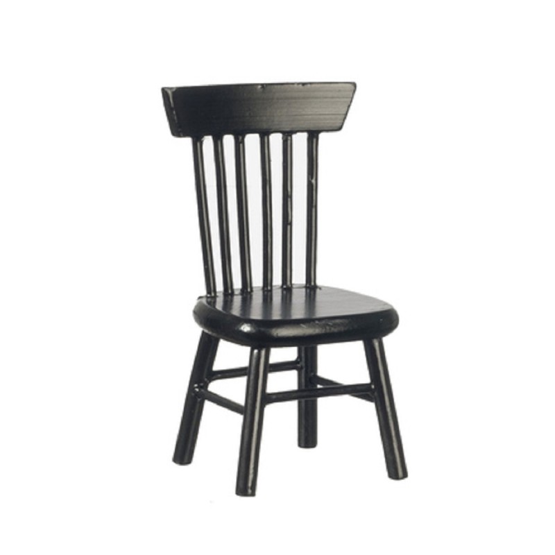 Dolls House Modern Black Side Chair Miniature Wooden Kitchen Dining Furniture