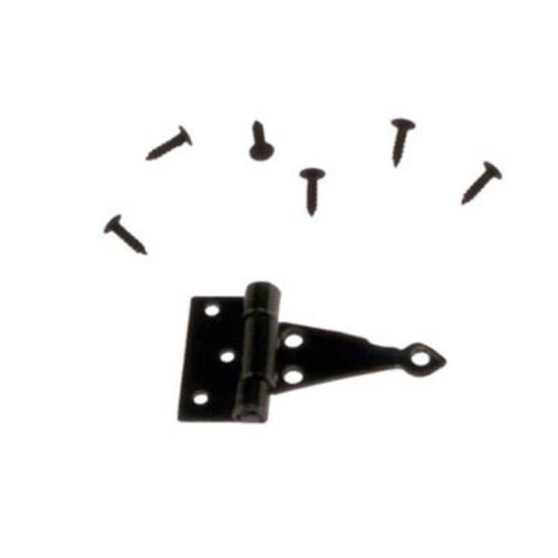 Dolls House 4 Black T Hinges Miniature DIY Fixtures & Fittings Hardware