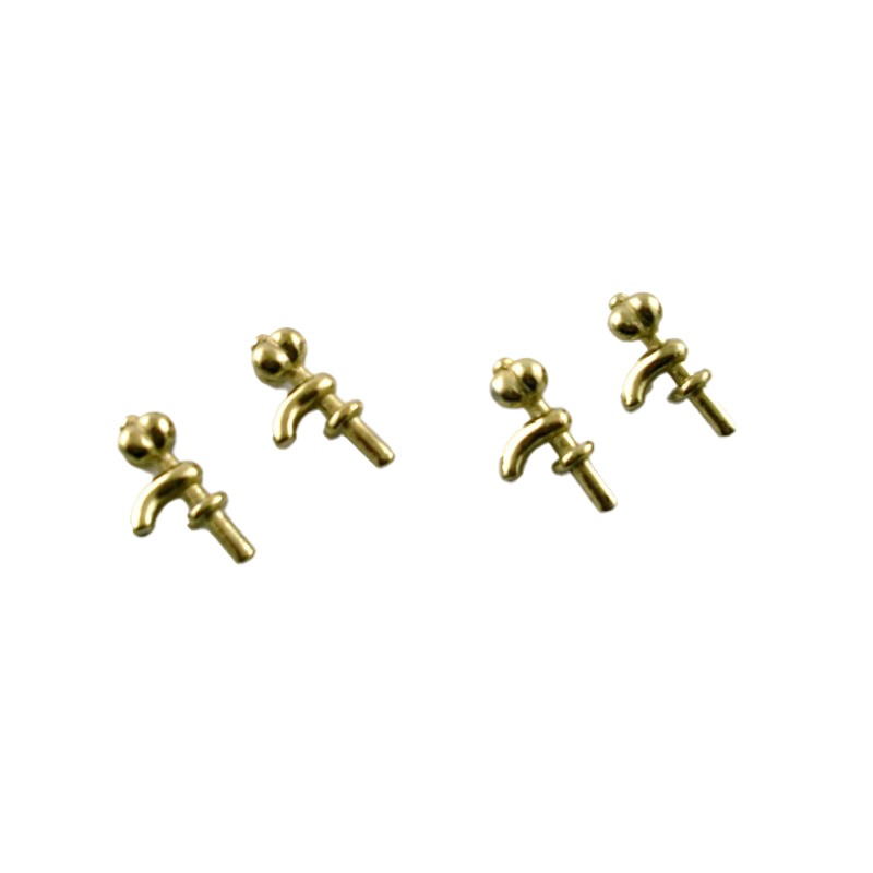 Dolls House Miniature Accessory Spare Parts 4 Metal Taps Faucets Gold Brass