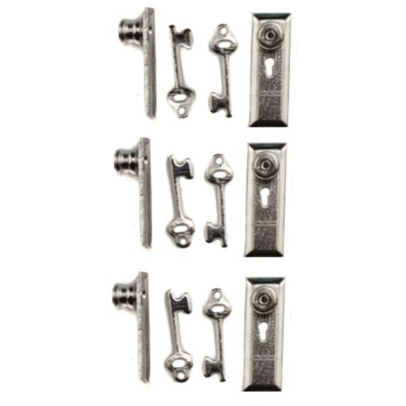 Dolls House Handles Knobs Keyhole & Keys Miniature Door Furniture