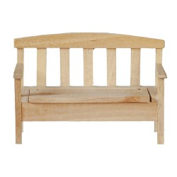 Dolls House Bare Wood Bench with Storage Seat Miniature Garden Patio Furniture