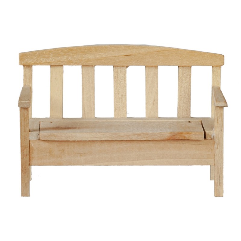 Dolls House Bare Wood Bench with Storage Seat Miniature Garden Patio Furniture