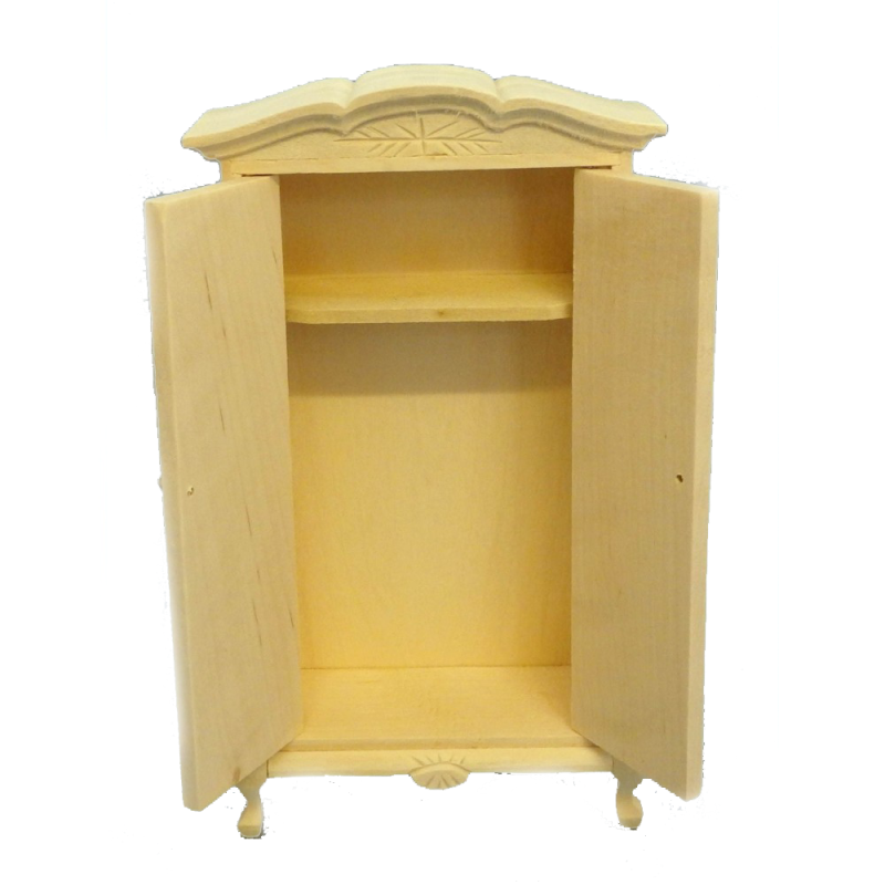 Dolls House Bare Wood Wardrobe Miniature 1:12 Unfinished Bedroom Furniture 