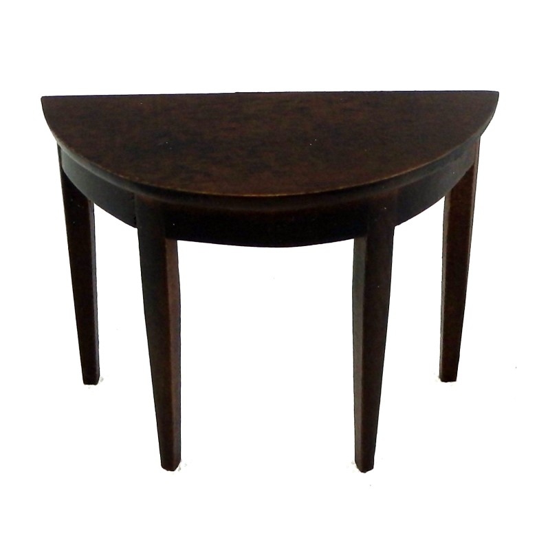 Dolls House Dark Oak Half Moon Demi Table Miniature 1:12 Scale Hall Furniture