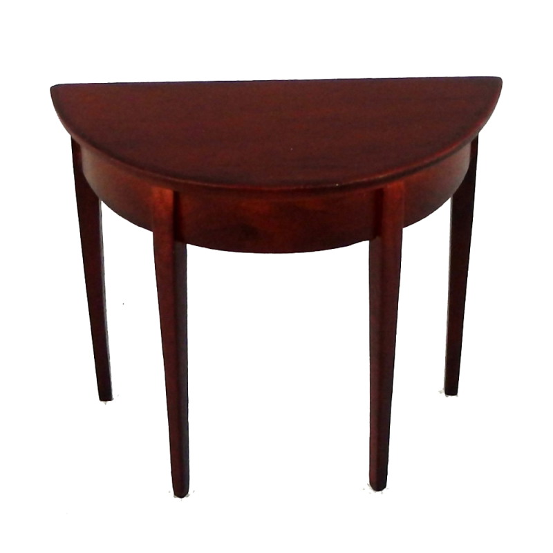 Dolls House Mahogany Half Moon Demi Table Miniature 1/12 Scale Hall Furniture