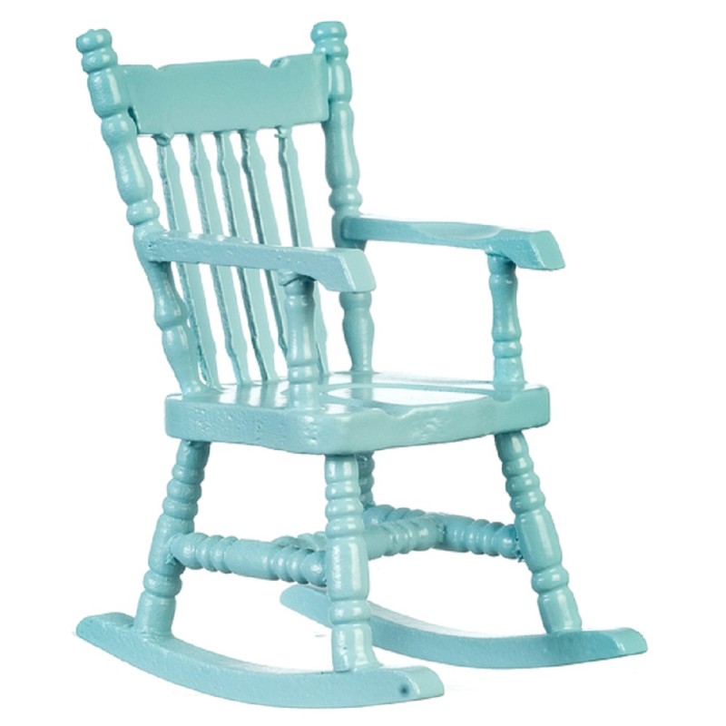 Dolls House Soft Blue Rocking Chair Rocker 1:12 Miniature Nursery Furniture 