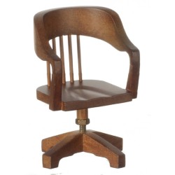 Dolls House Walnut Swivel Desk Chair Miniature Study Office Furniture 1:12