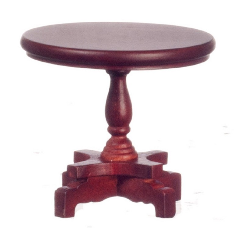 Dolls House Round Mahogany Pedestal Lamp Side Table Living Room Furniture