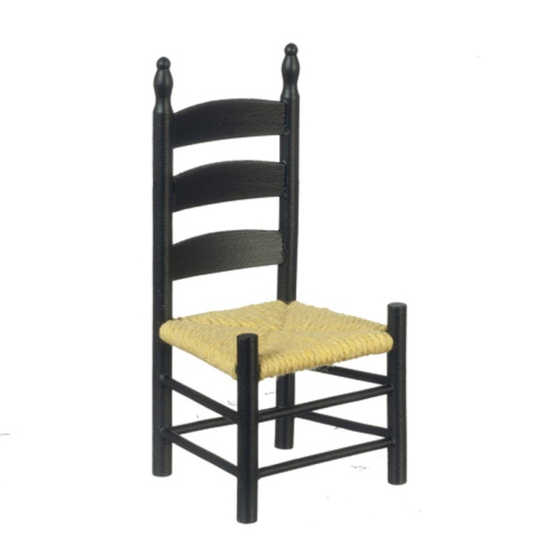 Dolls Houses Black Ladderback Side Chair Miniature Kitchen Dining Room Furniture