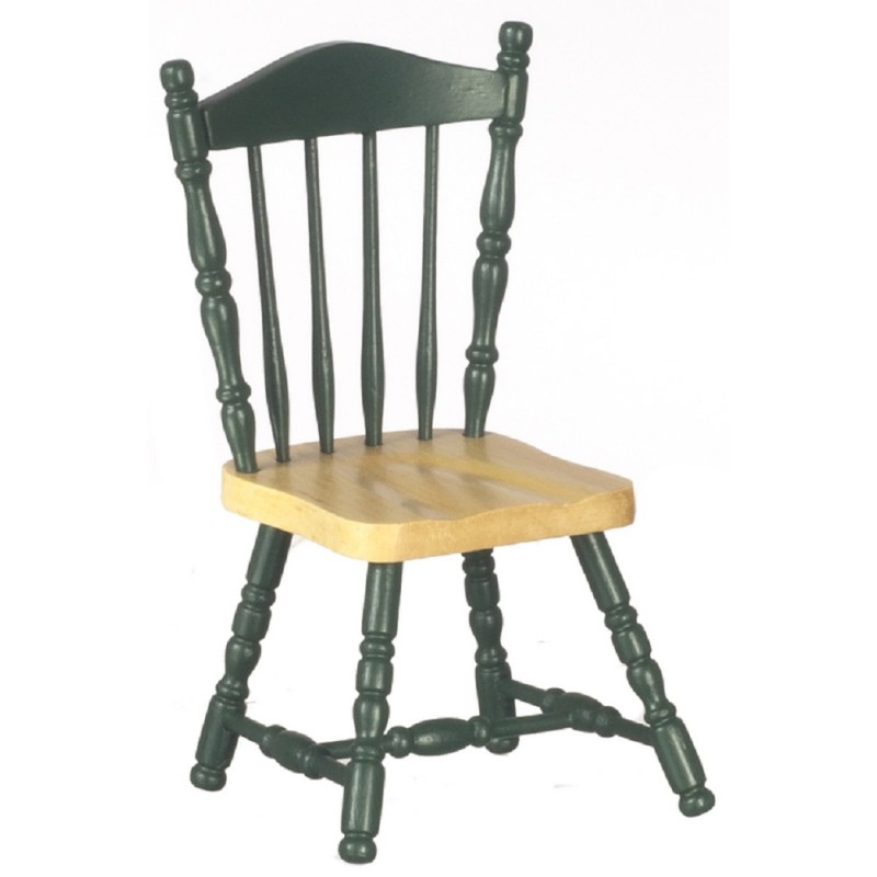 Dolls House Hunter Green & Light Oak Side Chair Miniature Dining Room Furniture 