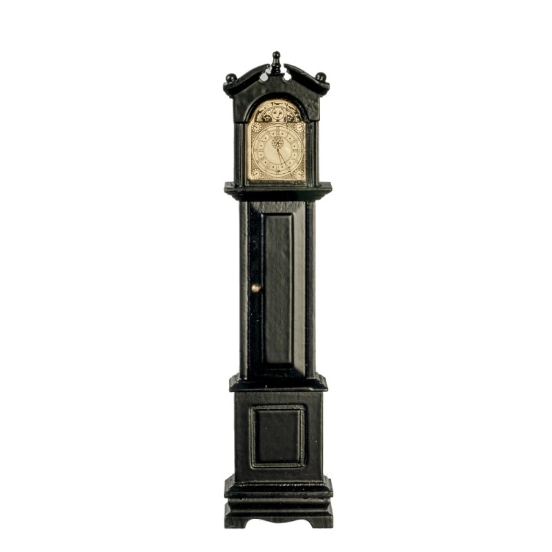 Dolls House Black Victorian Grandfather Clock Miniature Hall Furniture 1:12 Scale