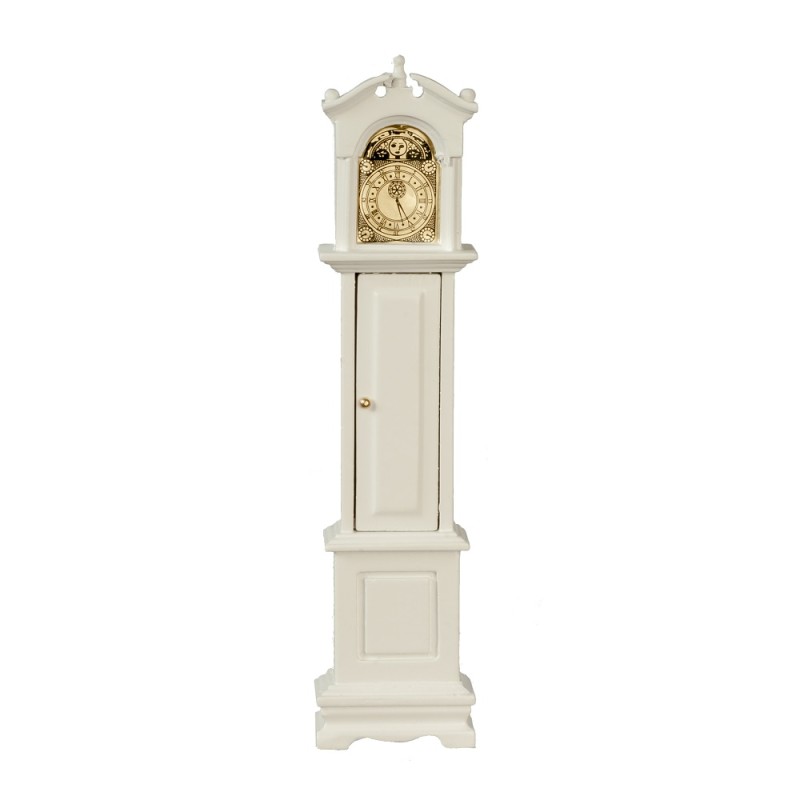 Dolls House White Victorian Grandfather Clock Miniature Hall Furniture 1:12 Scale