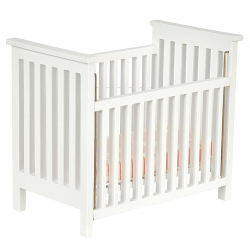 Dolls House White Slatted Cot Crib Miniature 1:12 Nursery Baby Furniture