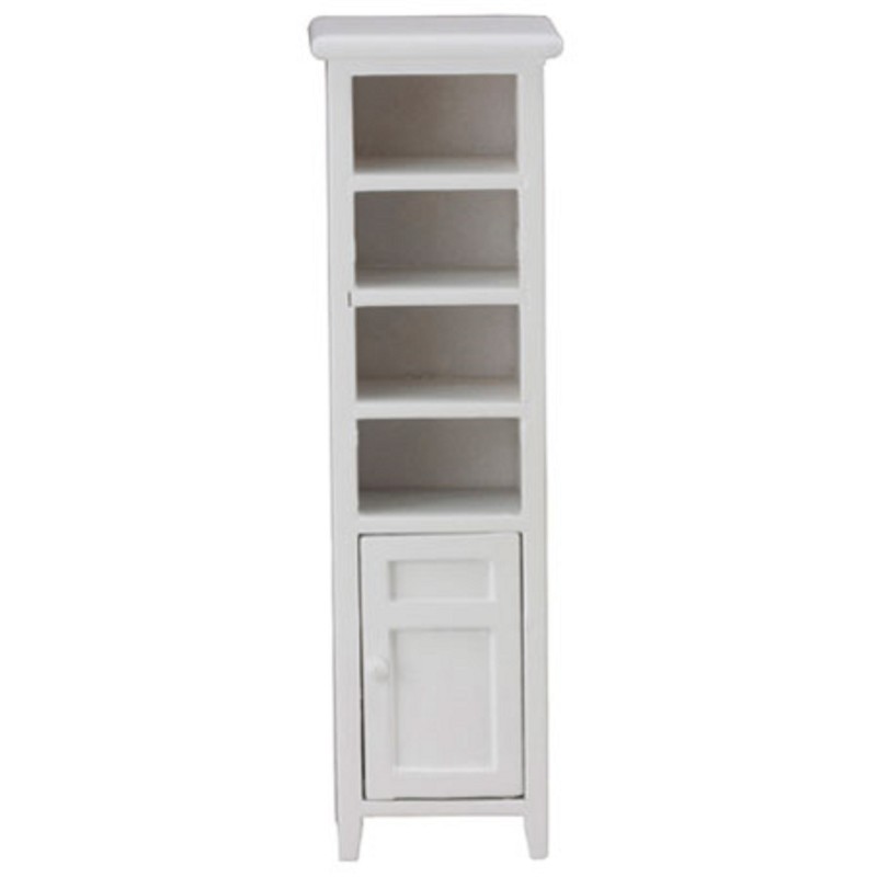 Dolls House Tall Slim White Space Saver Bathroom Cabinet Miniature Furniture