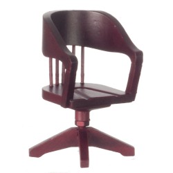 Dolls House Swivel Office Desk Chair Mahogany Miniature Study Furniture