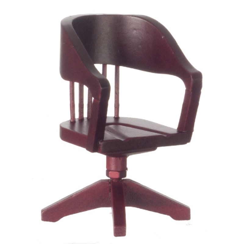 Dolls House Swivel Office Desk Chair Mahogany Miniature Study Furniture