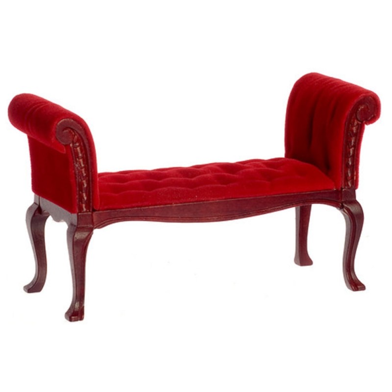 Dolls House Mahogany Red Long John Bed End Stool Bench Bedroom Furniture