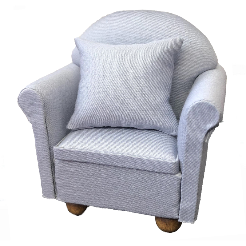 Dolls House Chic Grey Classic Armchair Miniature Modern Living Room Furniture