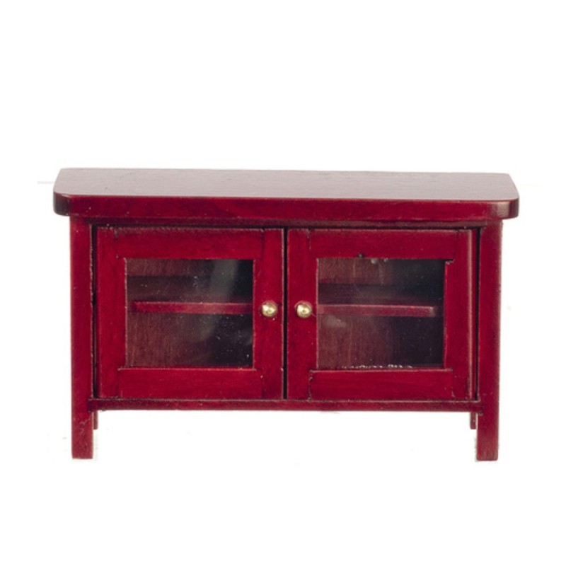 Dolls House Modern Mahogany Cabinet TV Stand Miniature Living Room Furniture 