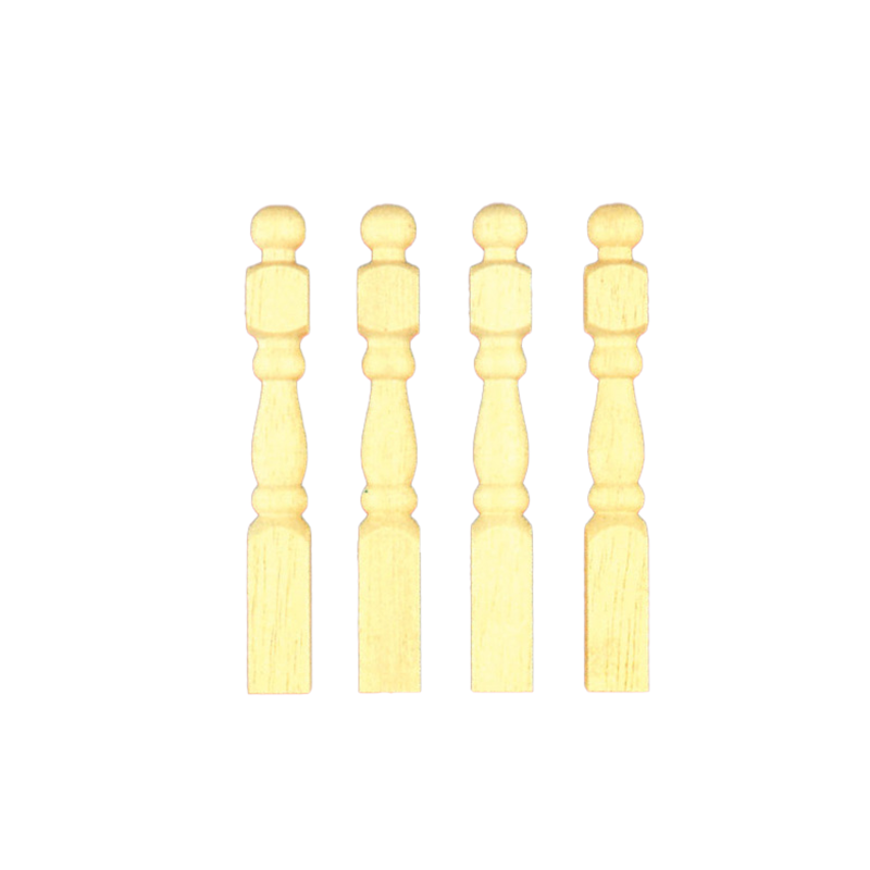 Dolls House Set of 4 1:12 Natural Wood Newel Posts Miniature Fixtures Fittings