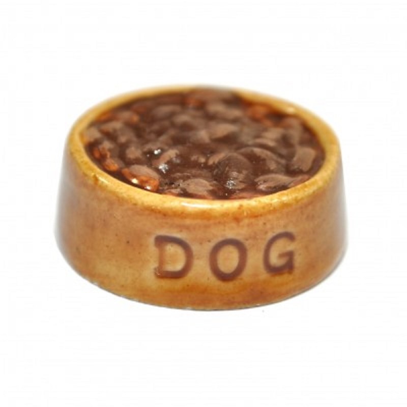 Dolls House Ceramic Dog Food in Dish Bowl Miniature Pet Accessory 1:12 Scale 