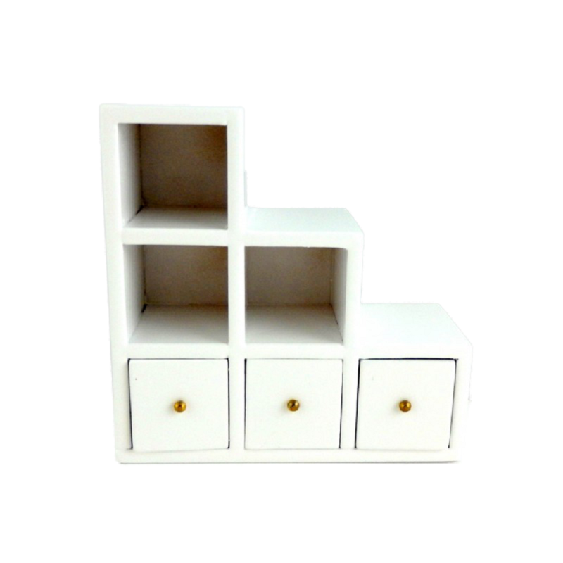 Dolls House White Modern Cube Square Box Miniature Storage Display Unit