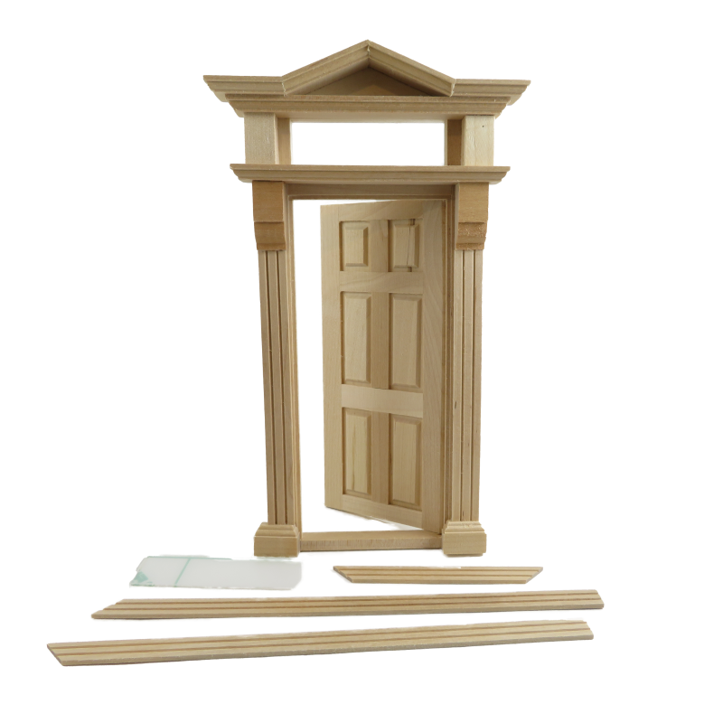 Dolls House Victorian Front Entrance Door Top Light 6 Panel Wooden External DIY