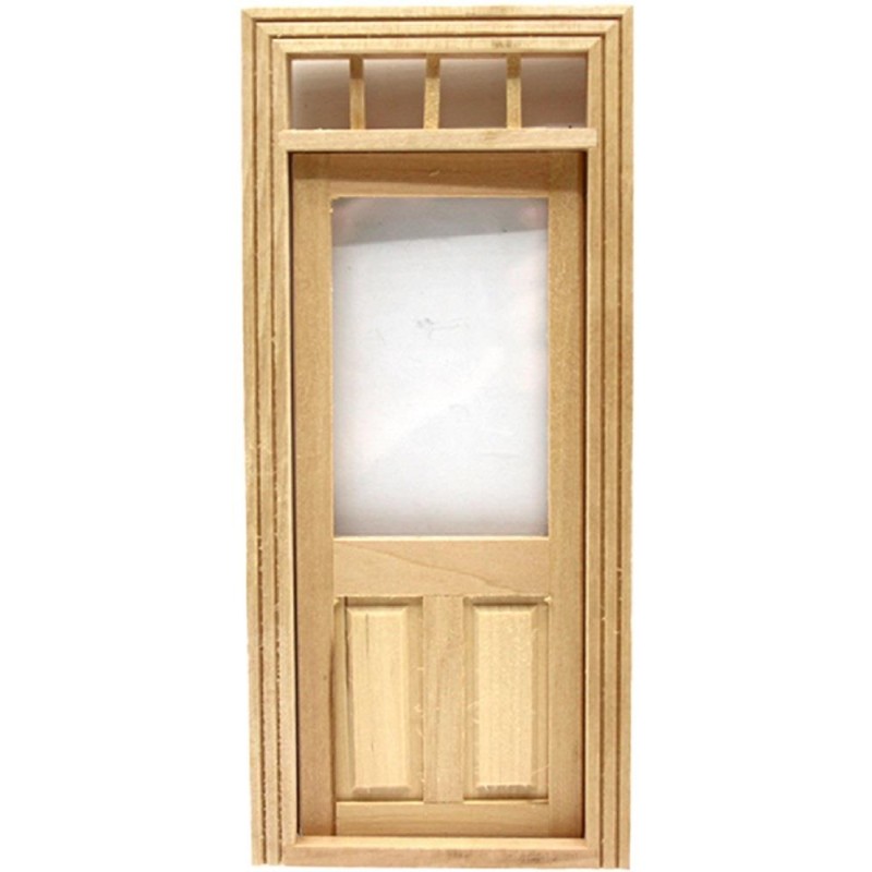 Dolls House Bare Wood Traditional Transom Fanlight Door Miniature 1:12 Scale