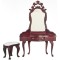 Dolls House Mahogany Vanity Dressing Table & Stool Miniature Bedroom Furniture 