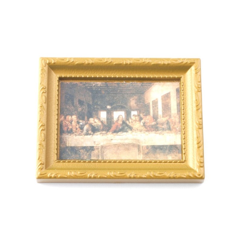 Dolls House Last Supper Picture in Gold Frame 1:12 Miniature Religious Accessory