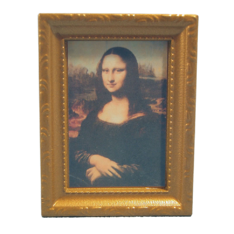 Dolls House Mona Lisa Picture Painting in Gold Frame Miniature Accessory 1:12 