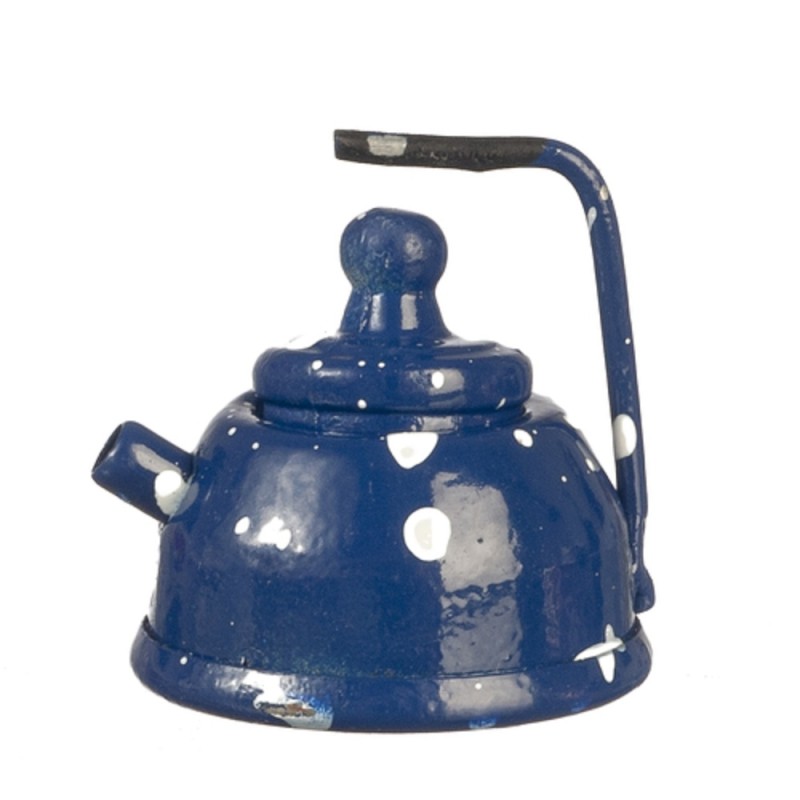 Dolls House Blue Spot Kettle Metal Kitchen Accessory Miniature 1:12 Scale 