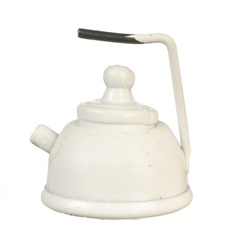 Dolls House White Kettle Metal Kitchen Accessory Miniature 1:12 Scale 