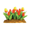 Dolls House Red and Yellow Tulips Flowers in Grass Ground Garden Accessory 1:12