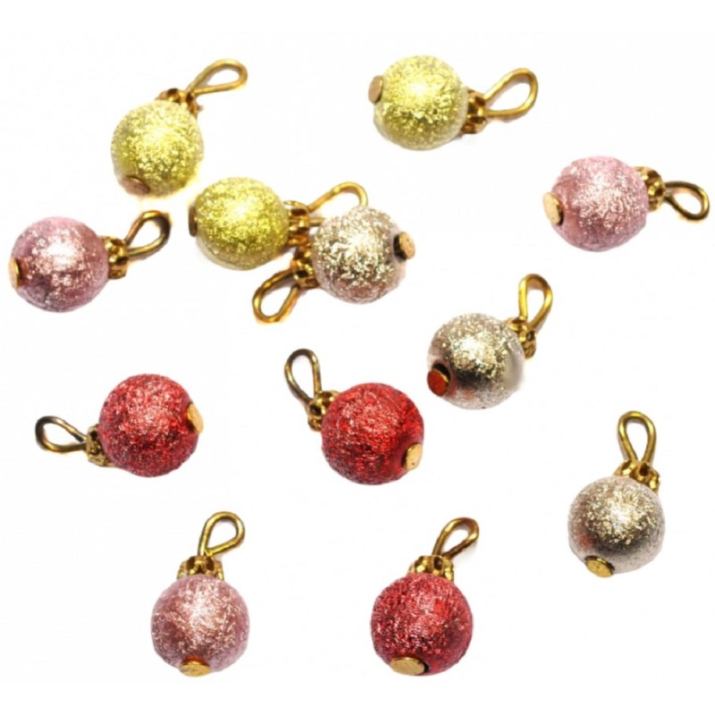 Dolls House Set of 12 Baubles Miniature Christmas Tree Ornaments Decorations