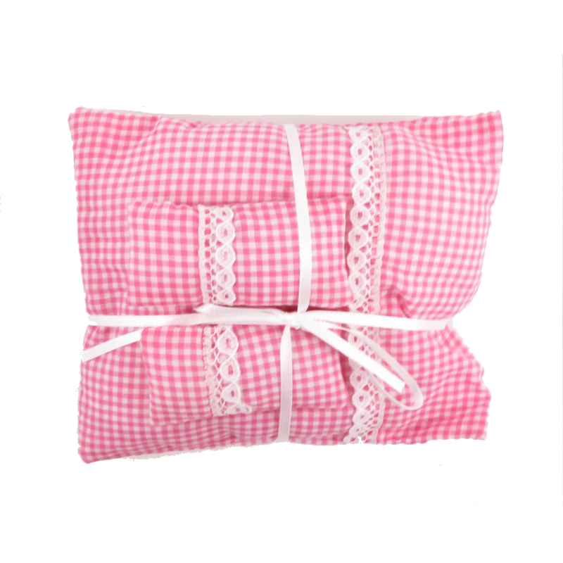 Dolls House Pink Gingham Double Bedding Set 1:12 Bedroom Accessory