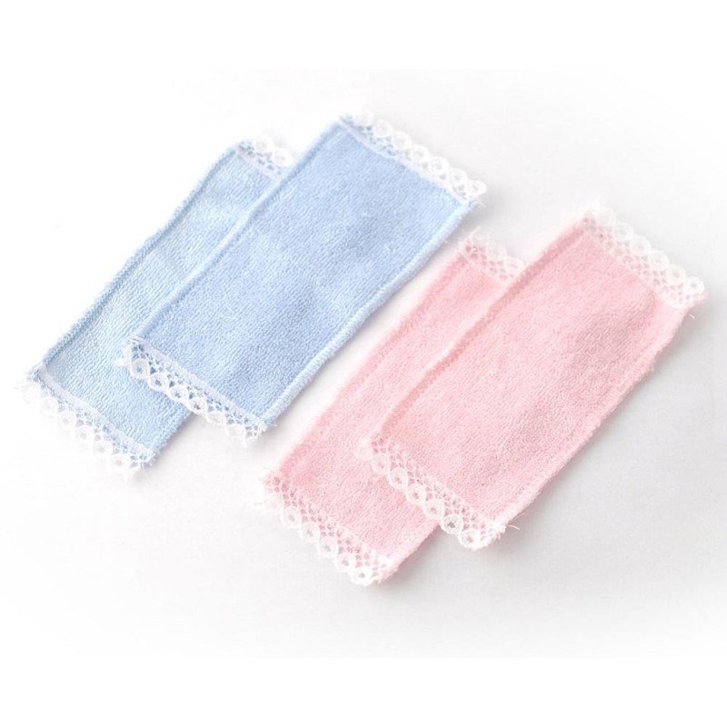 Dolls House 2 Pink 2 Blue Lace Edged Towels Miniature Bathroom Accessory 1:12