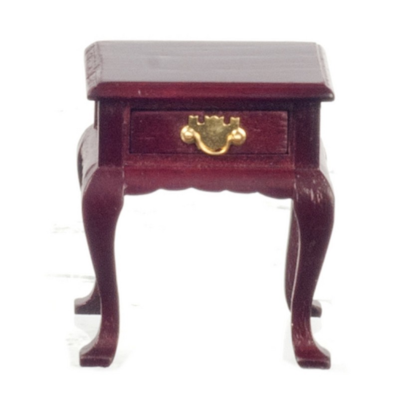 Dolls House Mahogany Queen Ann Bedside Table Miniature 1:12 Bedroom Furniture