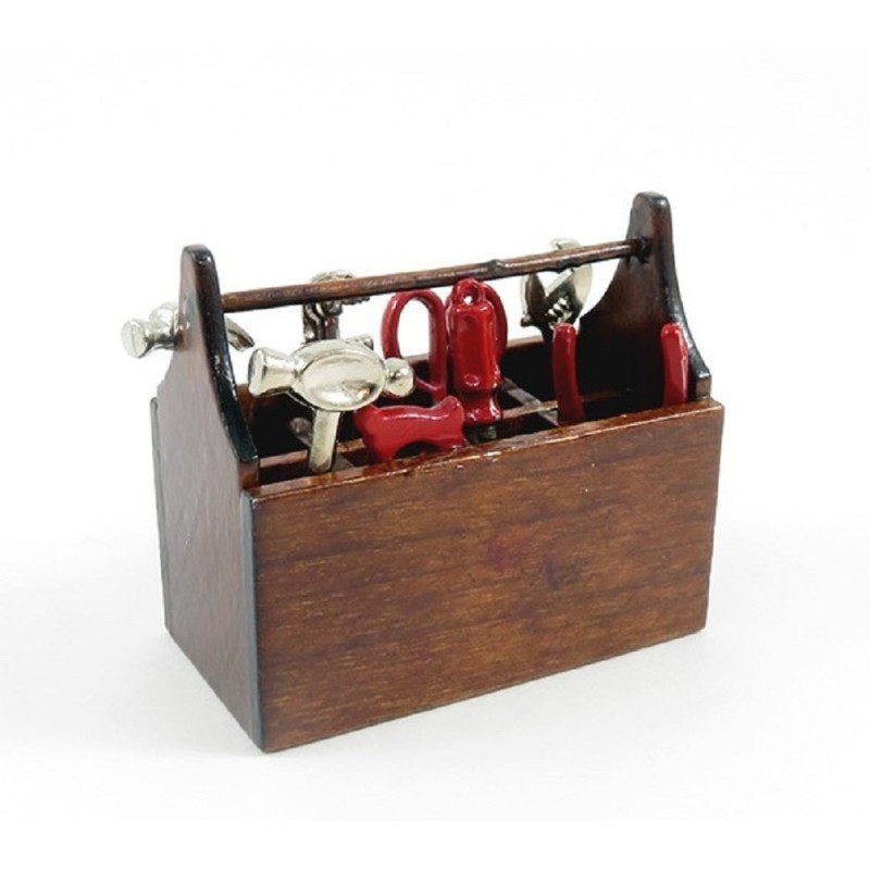 Dolls House Tool Box & Metal Tools Miniature Garden 1:12 Shed Work Accessory Dolls House Tool Box & Metal Tools Miniature Garden 1:12 Shed Work Accessory