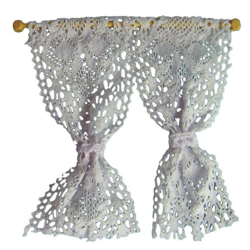 Dolls House White Crochet Lace Curtains Nets 1:12 Window Accessory