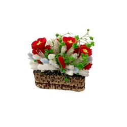 Dolls House Red and White Flowers in Trough Pot Miniature 1:12 Garden Accessory