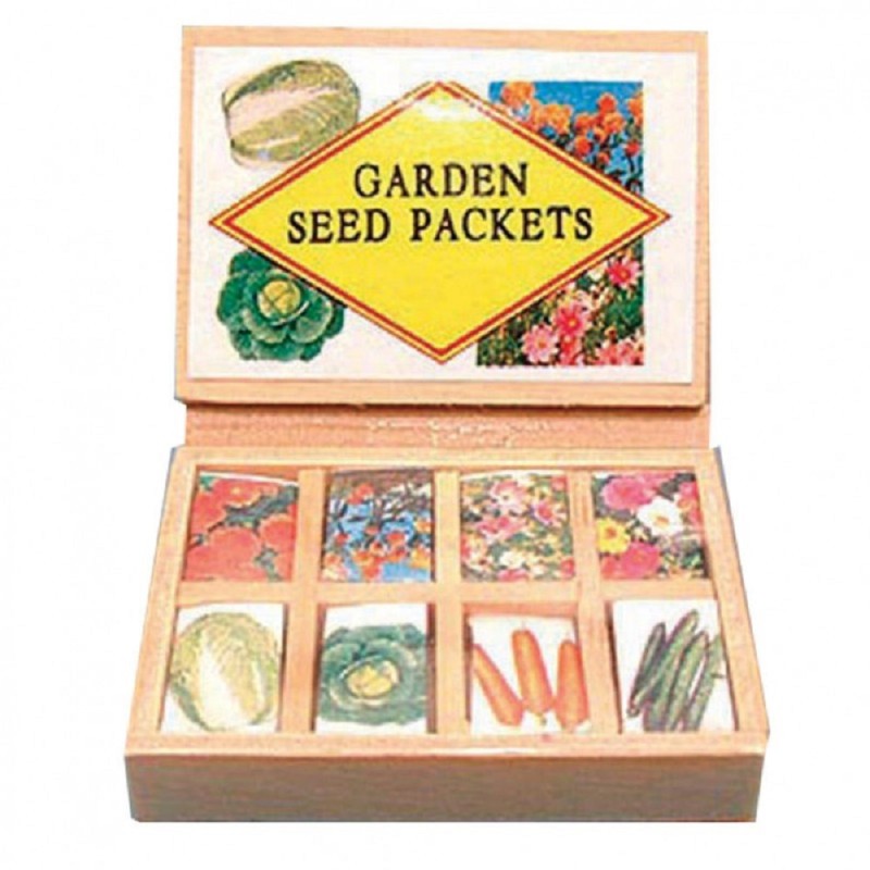 Dolls House Seed Packet Display Box Garden Store Shop Greenhouse Accessory